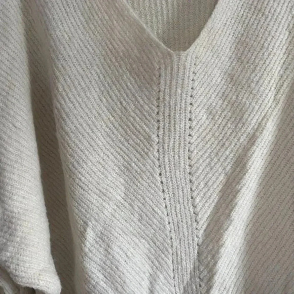 Lulu's Cream Oversized V-Neck Slouchy Sweater - Picture 5 of 12